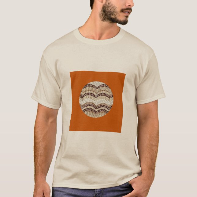 Beige Mosaic Men's Basic T-Shirt (Front)