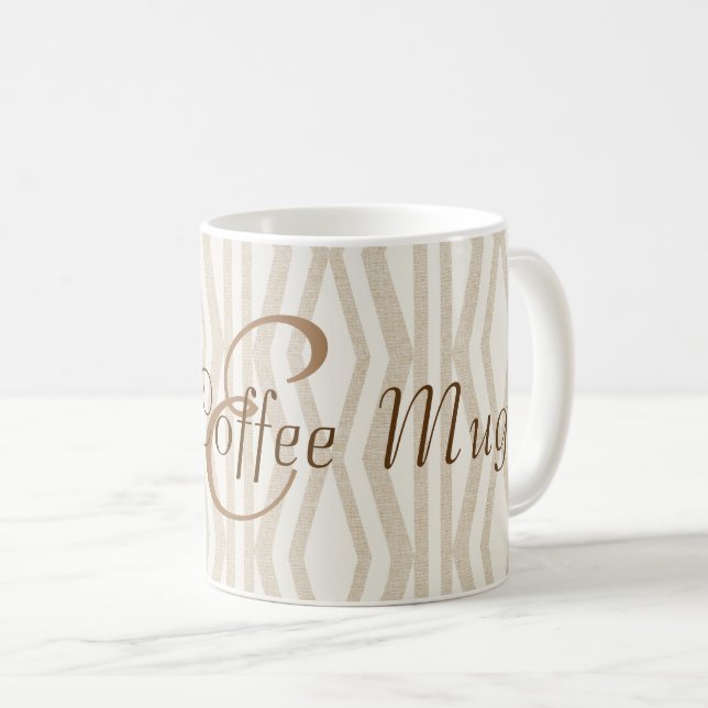 Beige Motif géométrique Monogramme Bon café Mug (Devant droit)