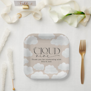 Beige natural cloud nine shower modern stylish paper plate