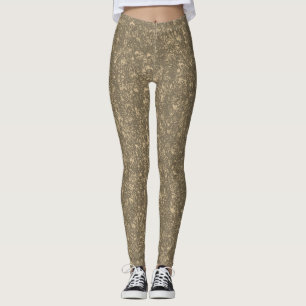 Beige Nature Pattern Leggings