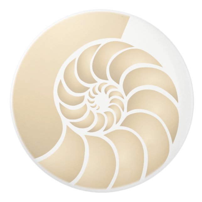 Beige Nautilus Coastal Style Ceramic Knob (Front)