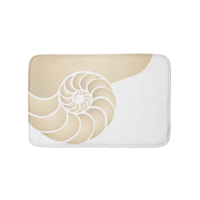 Beige Nautilus Nautical Seaside Bath Mat (Front)