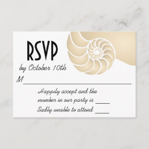 Beige Nautilus Shell Beach Wedding RSVP Card