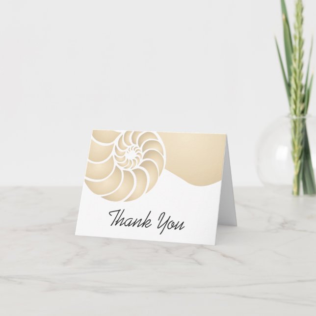 Beige Nautilus Shell Coastal Thank You Note (Front)