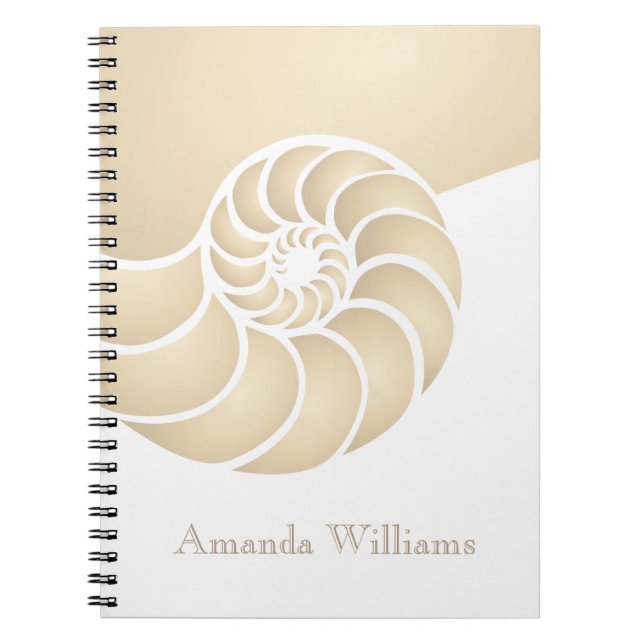 Beige Nautilus Shell Custom Nautical Notebook (Front)