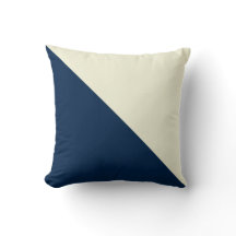 Beige & Navy Blue Diagonal Throw Pillow