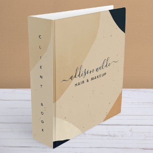 Beige Navy Blue Modern Abstract Shapes Neutral Binder