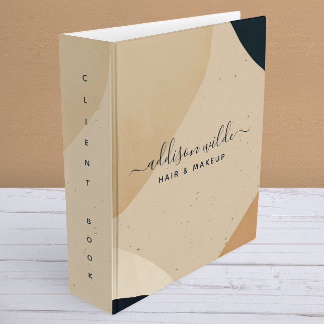 Beige Navy Blue Modern Abstract Shapes Neutral Binder (Creator Uploaded)