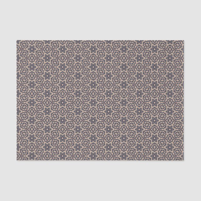 Beige Navy Western Prairie Bold Modern Floral Tissue Paper (Front)