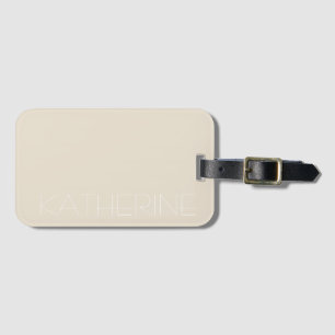 Beige neutral earthy natural tone personalized luggage tag
