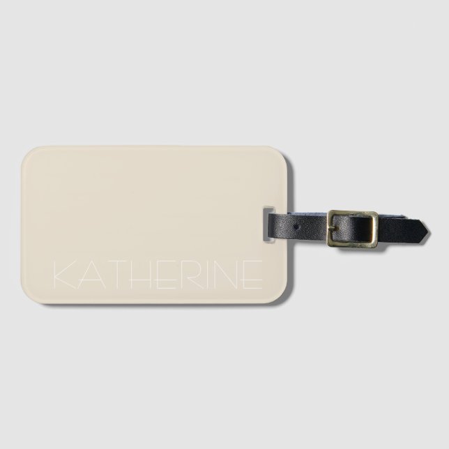 Beige neutral earthy natural tone personalized luggage tag (Front Horizontal)