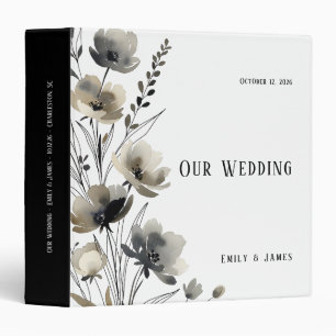 Beige Neutral Floral Wedding Binder