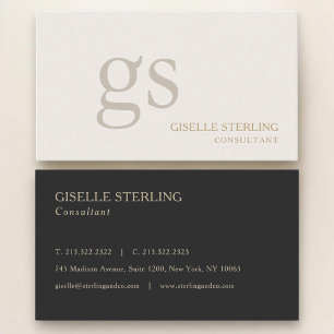 Beige Neutral Monogram Professional Business Card