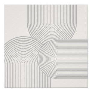 Beige Neutral Symmetric Rainbow Shape White Poster