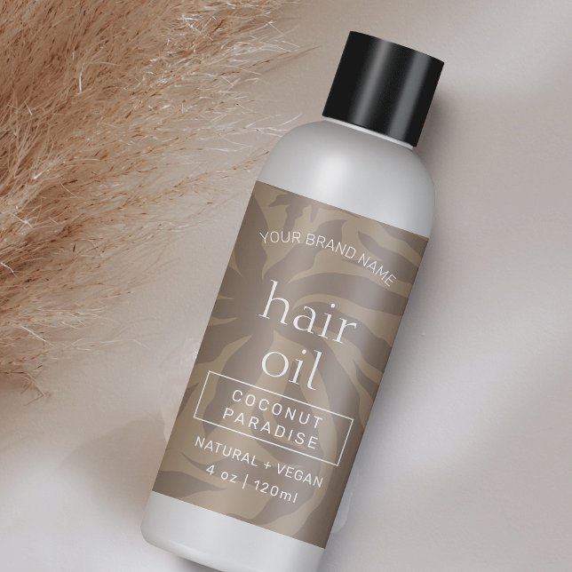 Beige neutre moderne 4 OZ Étiquette de bouteille c (Modern neutral beige aesthetic cosmetic bottle wrap around label with fully editable text & colors)