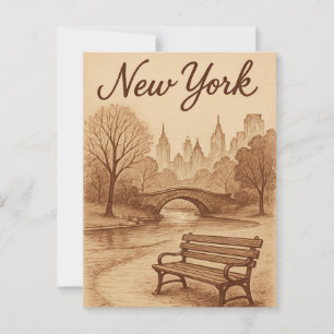 Beige new york postcard