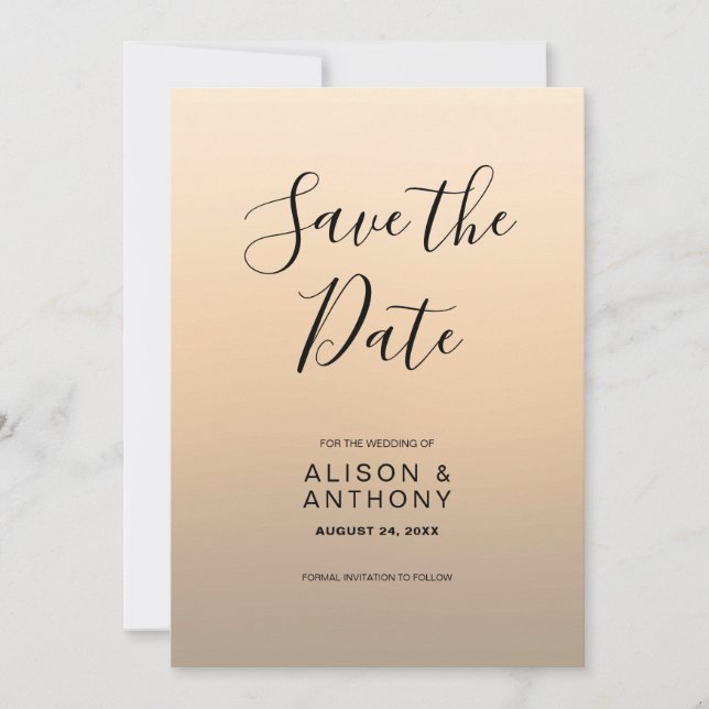 Beige Ombre Background Save The Date (Front)