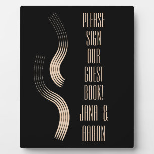 Beige-on-Black Streamline Moderne Guest Book Plaque