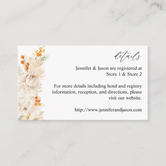 Beige & Orange Floral Enclosure Card (Front)