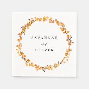 Beige & Orange Floral Name 2 Napkins
