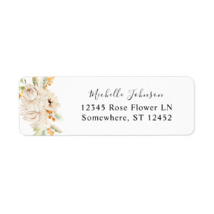 Beige & Orange Floral Return Address Label