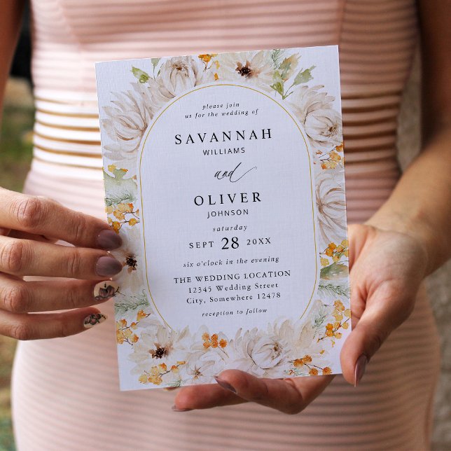 Beige & Orange Floral Wedding 2 Invitation (Creator Uploaded)