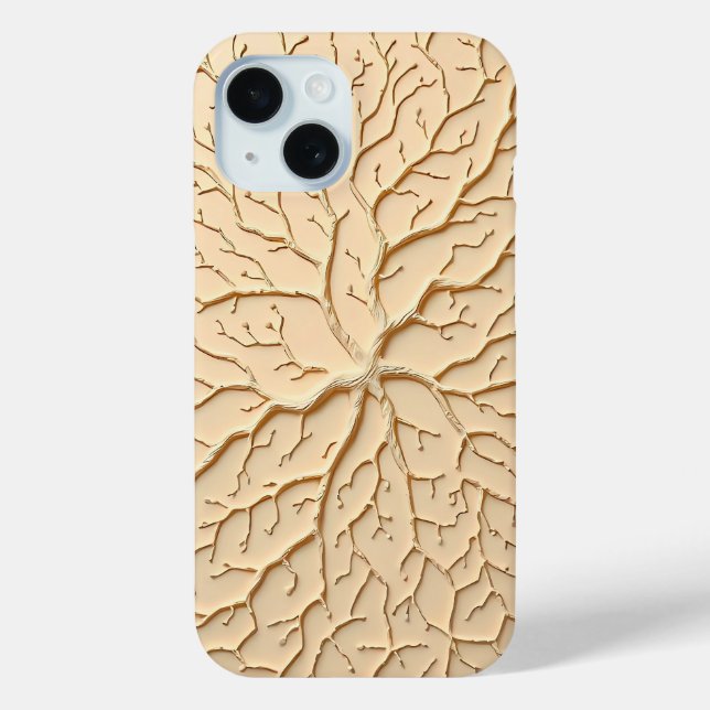 Beige Organic Embossed Branch iPhone Case (Back)