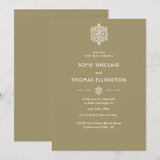 Beige Ornament Wedding Invitation