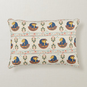 Beige ornamental Egyptian Tefnut pattern Accent Pillow