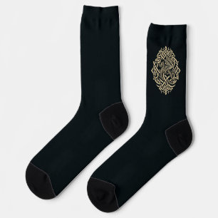 Beige Oval Celtic Dragon Socks