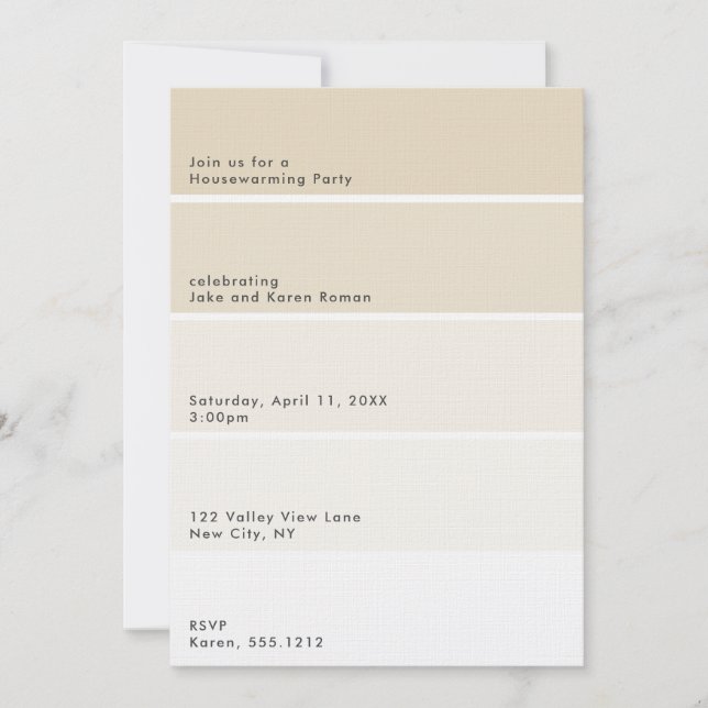 Beige Paint Chip Housewarming Party Invitation (Front)