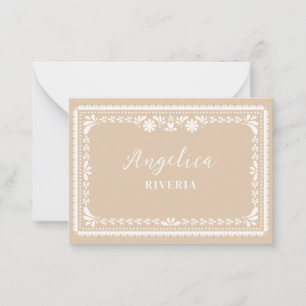 Beige Papel Picado Mexican Wedding Place Card