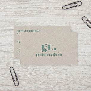 Beige Paper Elegant Professional Simple Monogram  Business Card