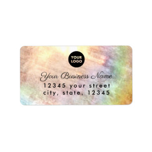 Beige Pastel Rainbow Holograph Return Address Label