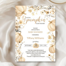 Beige Pastel Watercolor Pumpkin fall wild flowers