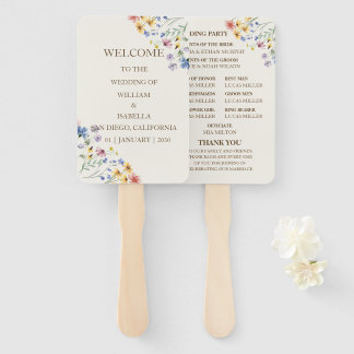 Beige Pastel Wildflower  Hand Fan