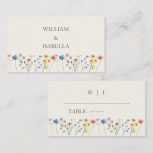 Beige Pastel Wildflower Place Card