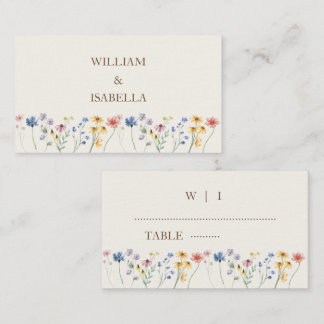 Beige Pastel Wildflower  Place Card