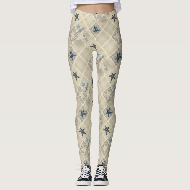 Beige patchwork leggings (Front)