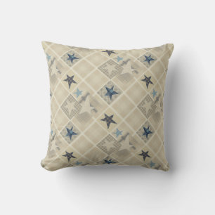 Beige patchwork throw pillow