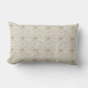Beige Patterned Lumbar Pillow