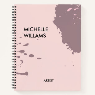 Beige peach abstract paint splash notebook