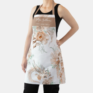 Beige Peach Mint Tropical Bouquets Apron
