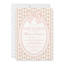 Beige & Peach Vintage Fancy Floral Baby Shower