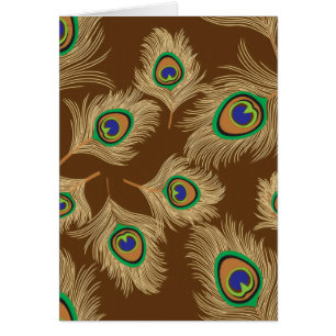 Beige Peacock Feathers on Chocolate Brown