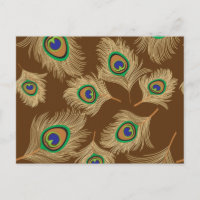 Beige Peacock Feathers on Chocolate Brown