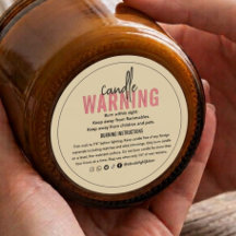 Beige Personalized Candle Warning