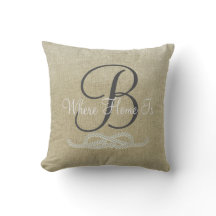 Beige Personalized Nautical Family Throw Pillow