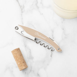 Beige Personalized Wedding Bridesmaid Corkscrew