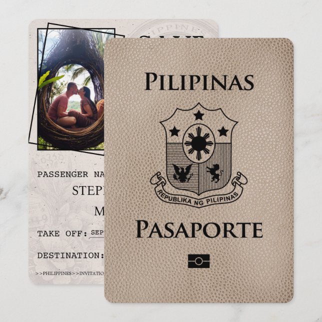 Beige Philippines Passport Save The Date (Front/Back)